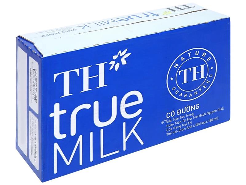 Sữa TH true milk có đường 180ml  thùng